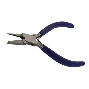 4.5 Inch 120mm Portable Fine Polishing <b>Mini</b> Needle Nose Jewelry <b>Pliers</b> Red Dipped Carbon Steel Handle Serrated OEM Customizable - Product Image 5