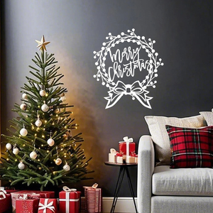 Élégante guirlande de Noël noire avec lettrage cursive et un nœud festif, une décoration murale de Noël saisissante pour votre maison - Product Image 3