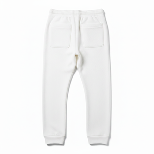Men's White Cotton Sweatpants Elastic Waist Drawstring Side Pockets Casual Autumn Wear Woven Lightweight Breathable Straight - Product Image 3