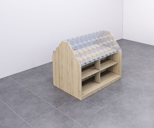 Présentoirs en bois avec crochets intégrés One Tech Wood, personnalisables, pour vêtements, avec dos fixe et étagère solide - Product Image 6