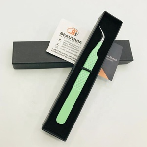 Applicateur de cils incurvé en J en acier inoxydable durable professionnel de haute qualité pince à épiler faux cils de marque privée forte - Product Image 1