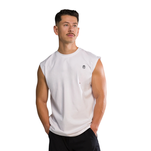 Débardeur blanc vintage à motifs pour homme, coupe oversize, sans manches, pour la gym, l'entraînement, la musculation, la remise en forme, vente en gros OEM en vrac - Product Image 3