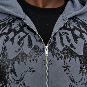 Sudaderas con Capucha y Cremallera de Estilo Gótico Personalizadas para Hombre, Precio Económico al por Mayor, Sudadera con Cremallera de Algodón de Primera Calidad - Product Image 5