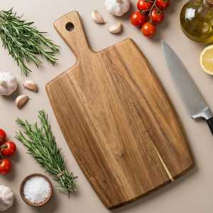 Planche à découper en bois d'acacia écologique, forme rectangulaire, avec poignée en bois, passe au lave-vaisselle, épaisseur 1,5 cm, pour usage en cuisine - Product Image 2