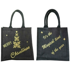 2025 Logo personnalisé Portable Jute sac à main de haute qualité Durable écologique toile de jute fourre-tout sac à provisions Dot cadeaux en gros - Product Image 6