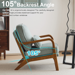 Poltrona Compatta da Interno con Braccioli Bassi, Rivestimento in Velluto a Coste Teal, Seduta Singola, Telaio Robusto (330 libbre) per Soggiorno - Product Image 2