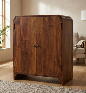 Armarios Blancos de Madera Maciza de Caoba Estilo Americano de Mediados de Siglo con 2 Puertas Louvre y 2 Cajones Grandes para Ropa, Ideales para Casas de Campo - Product Image 1