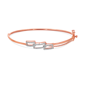 Rose Gold Triple Square CZ Geometric <b>Bangle</b> <b>Bracelet</b> for Women | Adjustable Elegant Fashion Kada | Trendy Party & Daily Wear Jew - Product Image 2