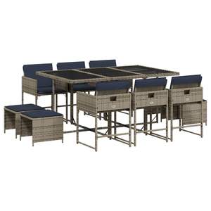 Poly Rattan Patio Dining Set 10 Seater Foldable Garden Furniture Outdoor Contemporary Style <b>Grey</b> Wicker <b>Frame</b> - Product Image 2
