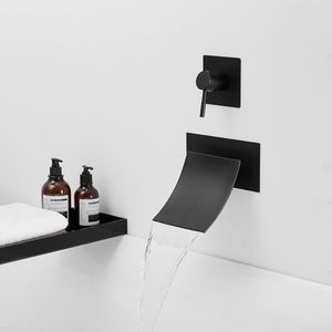 Grifo de Baño de Cascada con Montaje en Pared y una Sola Manija en Níquel Cepillado, Grifos para Baño y Ducha - Product Image 3