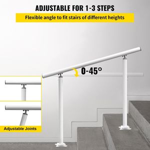 Kit di ringhiera per scale da esterno regolabile in alluminio bianco 3 FT per 2-3 gradini passerella per anziani - Product Image 3