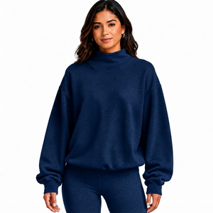 Sweat-shirt à col montant pour femme en coton biologique durable, pull écologique, fabricant de marque privée, usine OEM - Product Image 1