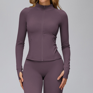 Women's Plus Size <b>Workout</b> <b>Jackets</b> Breathable Lightweight Full Zip Yoga Gym Athletic Skinny Fit Tops with Thumb Holes and Pocket - Product Image 5