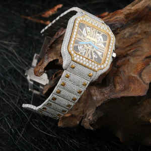 Moissanite 63.40 CT Round Cut Diamond Luxury Business Fashion <b>Watch</b> for <b>Men</b> Women Steel Case Digital Ronda Movement - Product Image 3