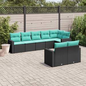 Conjunto de Sofás Grandes para Jardín en Ratán PE Negro con Muebles de Patio de Acero con Recubrimiento en Polvo - Product Image 1