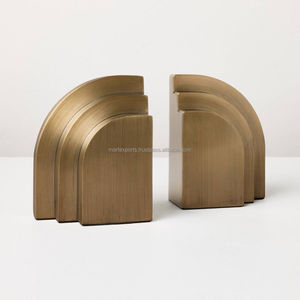 Paires de serre-livres contemporains modernes en aluminium faits à la main, décoratifs et robustes, pour bureau, bibliothèque et salle d'étude - Product Image 3