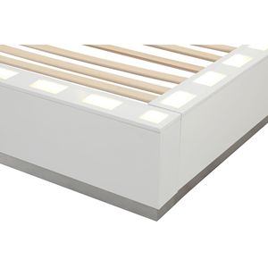 <b>Queen</b> <b>Size</b> LED <b>Bed</b> with Wood Up-Holstery Milky White Color - Product Image 5