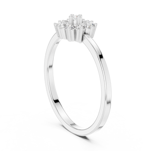 Anillo de Diamantes Cultivados en Laboratorio con Corte Clásico, Oro Blanco de 18 Quilates con Baño de Rodio, Estilo Minimalista para Compromiso, Fiesta, Boda, Uso Diario, para Mujer - Product Image 2