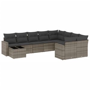 Set Divano da Giardino in Rattan Grigio 8 Posti, Arredamento da Esterno Contemporaneo Resistente alle Intemperie, Divano Sezionale da Patio - Product Image 4
