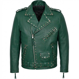 Blouson en cuir de vachette original pour femme, style motard, clouté, écologique, pour l'hiver, décontracté, vente directe d'usine en gros - Product Image 3