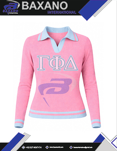 Suéter de punto verde informal para mujer de la hermandad Gamma Phi Delta con estampado de letras GPD, suéter con letras en la parte superior, personalizable con cualquier logotipo - Product Image 4