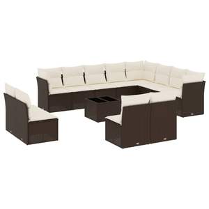 Set Divano da Giardino in Vimini PE Marrone, Arredamento da Esterno dal Design Contemporaneo, Impermeabile con Cuscini in Schiuma ad Alta Densità - Product Image 4
