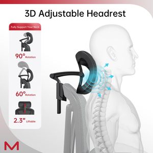 Sedia da Ufficio Ergonomica M2-MT con Schienale Alto, Supporto Lombare Elastico Adattivo, Poggiapiedi Retrattile, Poggiatesta 3D, Sedia Confortevole - Product Image 3