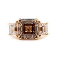 Bague d'anniversaire en or massif 18 carats avec diamant de laboratoire taille Asscher 7 carats et pierres latérales trapèze, double griffe, bijoux