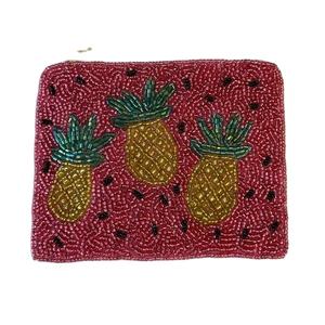 Unique Handmade <b>Black</b> & White Beaded Embroidery Flower Shape <b>Small</b> Wallet <b>Bag</b> With Fancy Look Stylish Design By Hiba Enterprises - Product Image 4