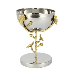 Plat de service en métal, centre de table pour fête, bol en treillis métallique doré personnalisable, fait main, décoratif et glamour - Product Image 3