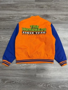 Orange Blue Varsity <b>Jacket</b> Men's Letter H Applique Patch Casual College Style Bomber <b>Jacket</b> Autumn Wear - Product Image 2