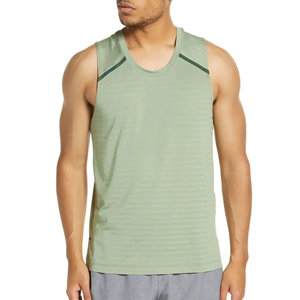 Débardeur sans manches vert clair pour homme, col rond, tricoté, séchage rapide, couleur unie, style sportif, vente en gros, haute qualité - Product Image 1