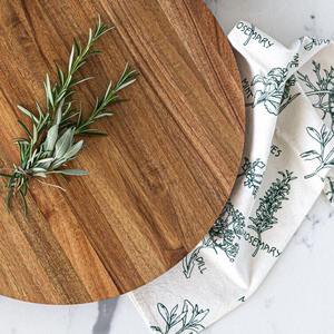 Tabla giratoria de lujo de madera de nogal a rayas redonda, bandeja giratoria de madera natural para mesa de comedor, venta al por mayor - Product Image 5