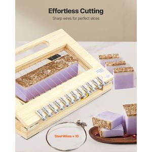 Taglierina di precisione da 1 pollice per sapone in barra, con telaio in legno e filo in acciaio, fili extra per il taglio di tubi - Product Image 5