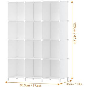 ตู้เสื้อผ้าแบบพกพาสีขาว 2 ช่อง สำหรับจัดเก็บเสื้อผ้า - Product Image 3