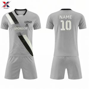 Ensemble de maillots et shorts de football élégants, respirants et à séchage rapide, en tissu 100% polyester, unisexe, pour adultes, vêtements d'équipe - Product Image 2