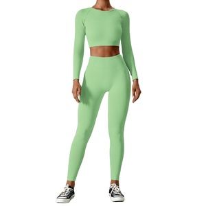 Activewear Workout Yoga Set leggings for Women Sportswear Gym Clothing Fitness Long Sleeve High Waist Sports Scrunch butt - Product Image 1