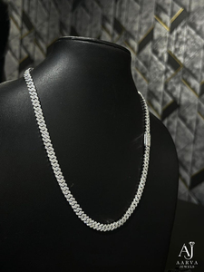 สร้อยคอเงินแท้ 925 แบบ Cuban Link ประดับเพชรโมอิสซาไนต์ ชุบโรเดียม ดีไซน์เกลียว สำหรับงานแต่งงาน ของขวัญ - Product Image 3