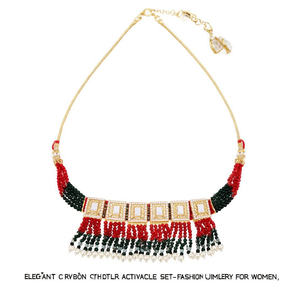 Elegante Conjunto de Collar Gargantilla con Piedras de Cristal y Cuentas - Joyería de Moda para Mujer - Product Image 2