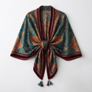 Chal de Cachemira para Mujer, Grande, de Color Sólido, Cómodo, para Otoño e Invierno, Tejido Irregular, con Hebilla, Estilo Tradicional - Product Image 1