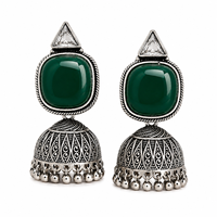 Boucles d'oreilles Jhumka Gothiques Bohèmes en Zircon avec Motif de Chauve-souris, Style Vintage, Bijoux de Fête ARTS JEWELS