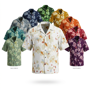 Camisa de Vestir de Franela de Manga Larga para Hombre con Diseño Floral Personalizado, Camisa Casual de Verano con Botones, Transpirable, Ecológica y de Secado Rápido - Product Image 1