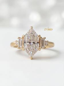 Bague en diamant de qualité supérieure, taille marquise, clarté VVS, cultivé en laboratoire, or 14K 18K, tendance, pour fiançailles, mariage, fête, cadeau - Product Image 3