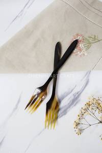 Handcrafted Buffalo Horn Fork Polished Rustic Brown <b>Yellow</b> Tableware Decorative Cutlery Home Decoration Antique Style - Product Image 2