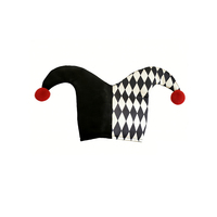 Chapeau de bouffon en peluche noir et blanc à motif diamanté pour carnaval, fête, sport, pêche, plage, certifié EN71, conforme ASTM, service OEM/ODM