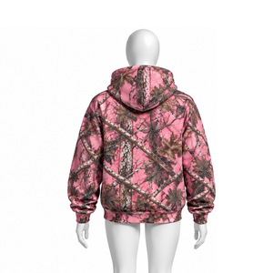 <b>Pink</b> Woodland Print Zip Up Hoodie <b>Mens</b> Outdoor Casual Hooded <b>Sweatshirt</b> with Drawstring Front Pockets Warm Streetwear Jacket - Product Image 2