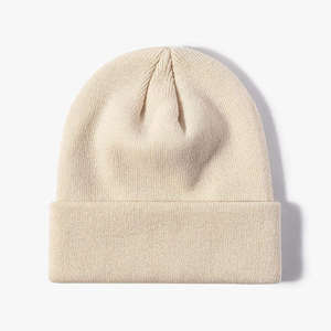 Bonnet unisexe en acrylique tricoté couleur unie, doux, chaud, motif à pois, pour l'hiver, style décontracté ou professionnel, idéal pour la plage - Product Image 4
