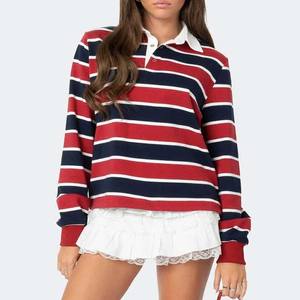 Fashion Contrast <b>Striped</b> <b>Long</b> <b>Sleeve</b> Tops Women's Patchwork <b>Shirts</b> - Product Image 2
