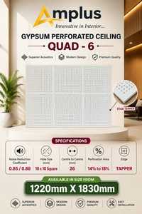 Plaques et panneaux de plafond en plâtre perforé modernes, revêtement acoustique insonorisant avec un NRC de 90% pour les intérieurs commerciaux - Product Image 2