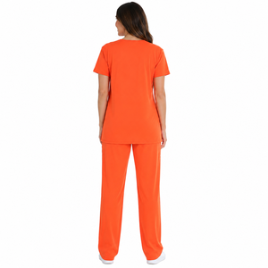 Ensemble de blouses médicales respirantes à col en V avec logo personnalisé, ensemble de blouses médicales souples et extensibles à manches courtes, uniforme d'hôpital, tenue de travail pour infirmières, kit de pantalons - Product Image 3